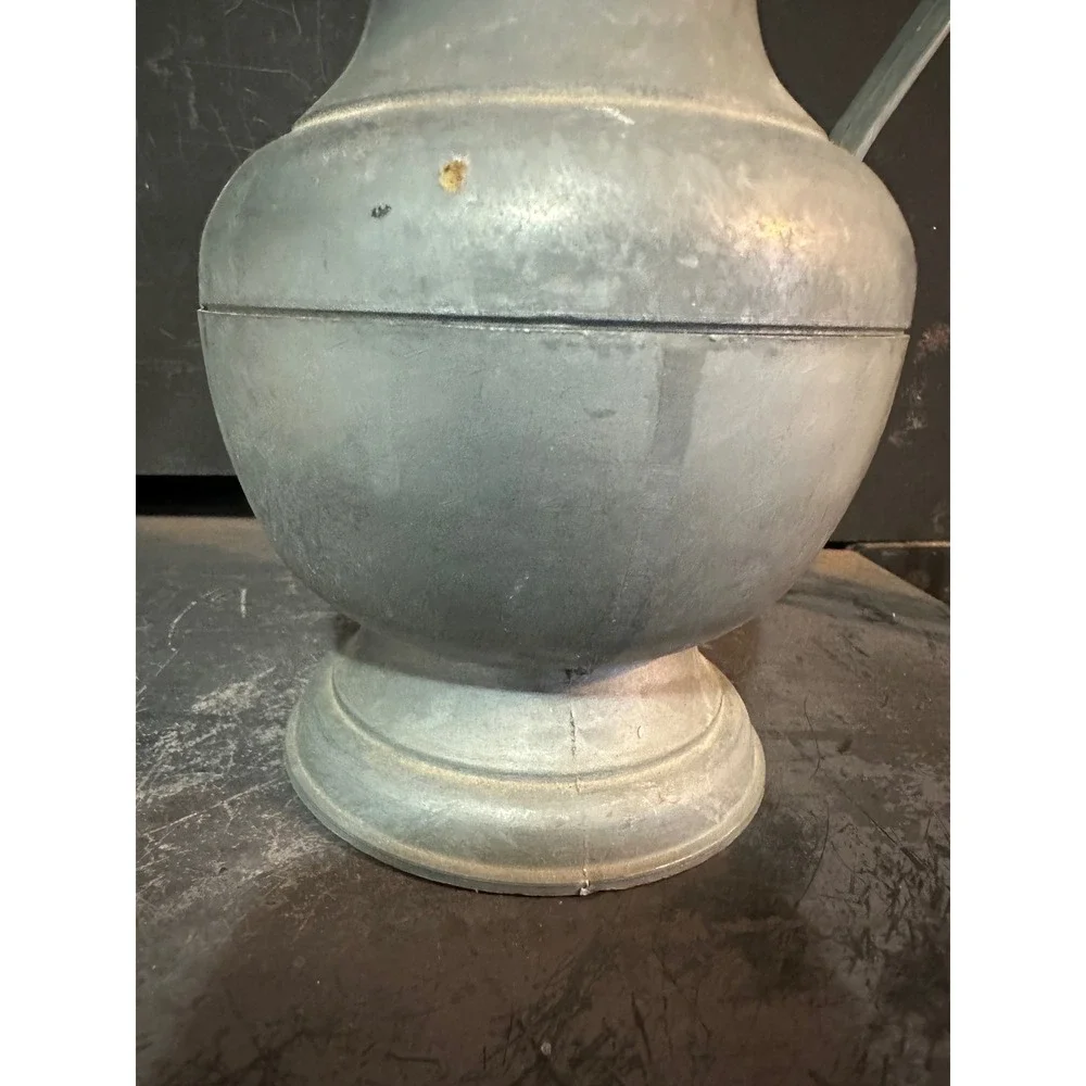 French Flagon Antique Pewter Pitcher Lidded‎ Wine Jug Acorn Thumbpiece Grey 8.5